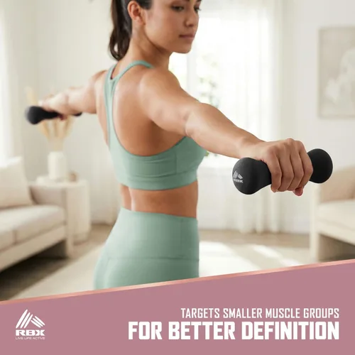 Miniatura 3 de RBX Pesas de mano, pesas de mano de neopreno para entrenamientos en casa, entrenamiento cardiovascular y de fuerza, equipo de gimnasio en casa