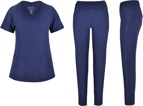 Miniatura 7 de Conjunto de 7 bolsillos Tali & Maya de enfermería para mujer, conjunto de uniforme médico diario para mujer, 3 bolsillos, parte superior, 4