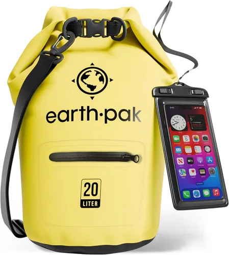 Earth Pak Bolsa seca impermeable con bolsillo con cremallera, mochila impermeable para mantener el equipo seco Amarillo
