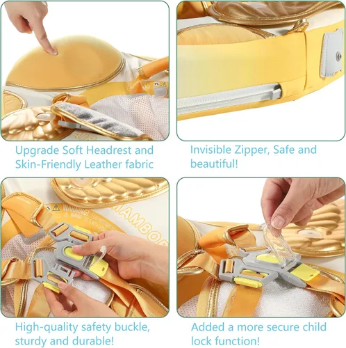 Miniatura 9 de Mambobaby Flotador con toldo y cola para bebé, flotador de piscina no inflable, flotador sólido para bebé, ángel suave, impermeable