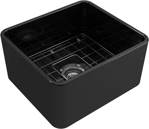 Miniatura 10 de BOCCHI Classico Farmhouse Fregadero de cocina de arcilla refractaria con frente de delantal de 20 pulgadas, un solo tazón con rejilla protectora