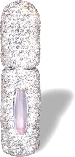 Miniatura 8 de Botella de spray de perfume de 0.2 fl oz con diamantes de imitación rosa, portátil, portátil, para viajes, niebla fina, recargable, mini