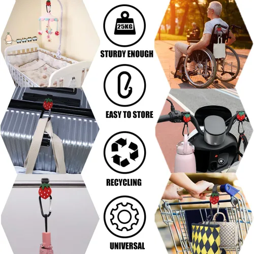 Miniatura 5 de Ganchos para cochecito de bebé para colgar bolsas y compras, prácticos accesorios para cochecito de bebé, ganchos para bolsas de mamá