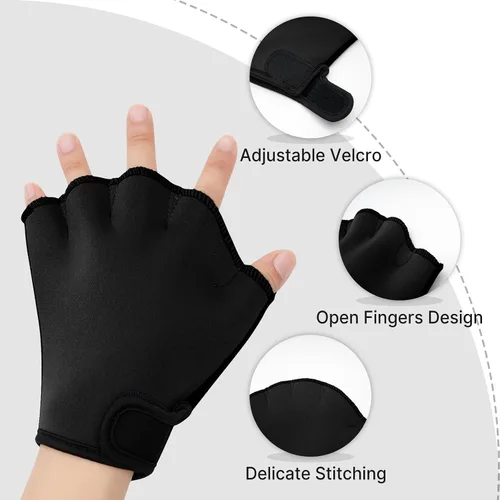 Miniatura 3 de Guantes de natación con malla acuática – Aumenta el fitness y el entrenamiento, remos de resistencia para hombres, mujeres y niños – Mejora