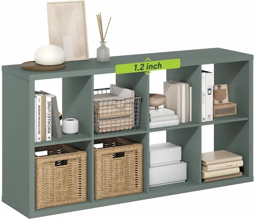 Miniatura 11 de Furinno Organizador de Almacenamiento en Cubos Decorativos con Respaldo Abierto, 4 Cubos, Gris Claro