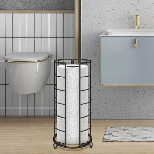 Miniatura 6 de NearMoon Soporte organizador de papel higiénico, almacenamiento de 3 rollos de papel higiénico, accesorio de baño de metal, soporte para rollo