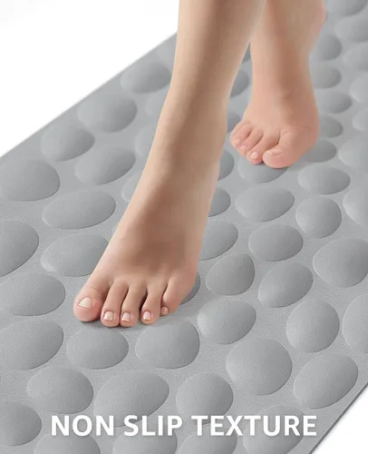 Miniatura 3 de Bligli Tapete para bañera antideslizante, estándar de 16 x 31.5 pulgadas, con ventosas fuertes, goma suave, antideslizante, lavable a máquina, Beige
