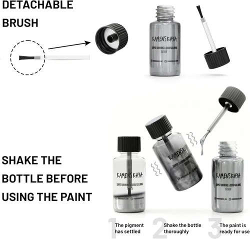 Miniatura 4 de KAMENSKAYA Liquid Silver Leaf Paint - Hoja líquida plateada de secado rápido a base de alcohol, 0.68 fl oz (0.7 fl oz)