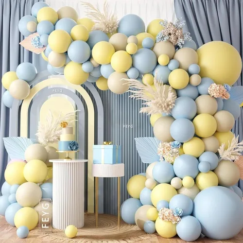 Miniatura 22 de Kit de Arco de Guirnalda de Globos de Género, Globos Rosa Polvoriento y Azul Arena Blanca, Globo Bohemio Rosa Nude para Tema Neutro Baby Shower