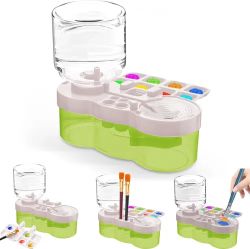 Limpiador de pinceles de pintura, pincel acrílico multifuncional para pintura facial, estación de lavado, cepillo de agua para todo propósito, Verde