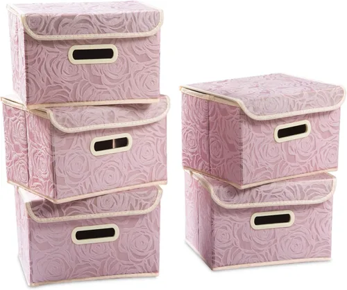 Miniatura 23 de PRANDOM Caja de almacenamiento plegable más grande con tapa [1 unidad] Contenedor Cesta Organizadora Cubo de Almacenamiento Decorativo de Tela