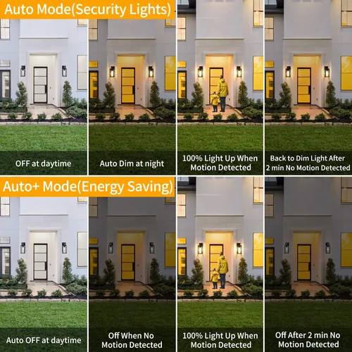 Miniatura 2 de Paquete de 2 luces para exteriores con sensor de movimiento, lámparas de pared actualizadas del atardecer al amanecer, luces de pared con sensor