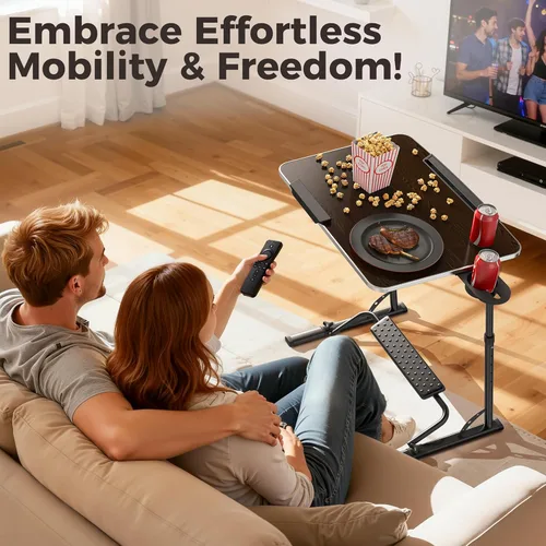 Miniatura 8 de FoldWise - Mesa plegable mejorada para TV y portátil - Extra grande y resistente, mesa para sofá, altura y ángulo ajustable para cena, trabajo y TV