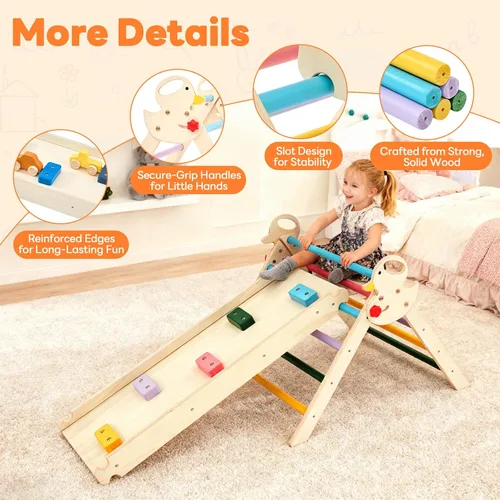 Miniatura 4 de DUMOS Pikler - Juego de triángulos para niños pequeños, juguetes de escalada y estructura de juego para interiores, juego de escalada Montessori