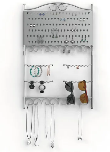Miniatura 12 de Mango Steam Organizador de joyas y aretes de pared de perfil delgado (sirena, negro)