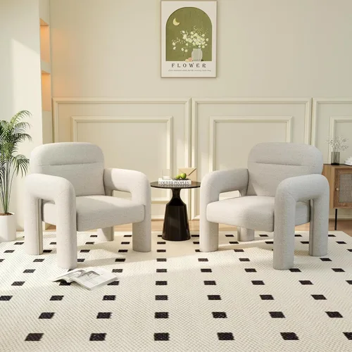 Miniatura 11 de LSSPAID Sillas decorativas, sillones tapizados de tela de línea moderna, cómoda silla de lectura para ocio, sillón individual esponjoso para sala