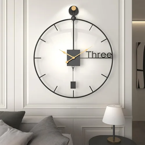 Miniatura 25 de Reloj de pared negro de 16 pulgadas decorativo, moderno reloj de metal para sala de estar, funciona con pilas, silencioso, sin tictac, números