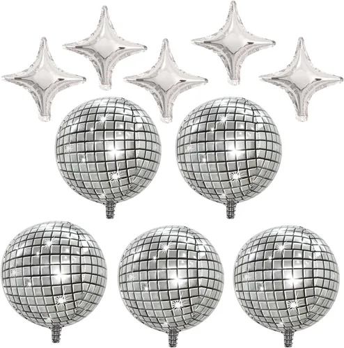 Miniatura 20 de FBQ Kit de arco de globos de discoteca 4D, globos de aluminio de disco de los años 70, 80, 90, fiesta de discoteca, aniversario, decoración
