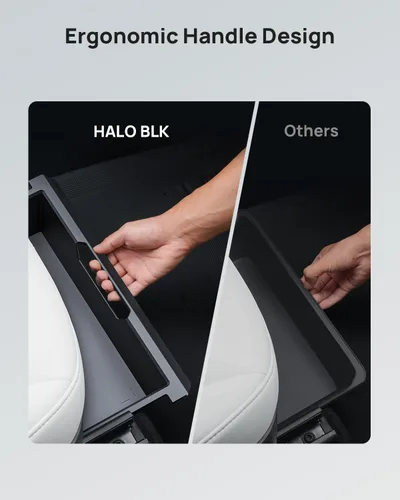 Miniatura 3 de HALOBLK Paquete de 2 Cajas Organizadoras de Almacenamiento Impermeables Modelo Y para Debajo del Asiento, Bandeja Oculta Mejorada 2 en 1 para Tesla