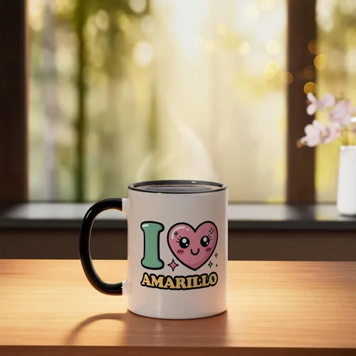 Miniatura 3 de I love Amarillo Ceramic Mug, Black/White