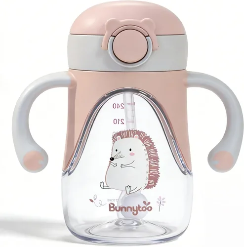 Miniatura 10 de Bunnytoo Vaso para beber con popote con peso de 1 a 3 años de edad, 8 onzas sin BPA Tritan taza de agua para bebé con asas, taza de entrenamiento