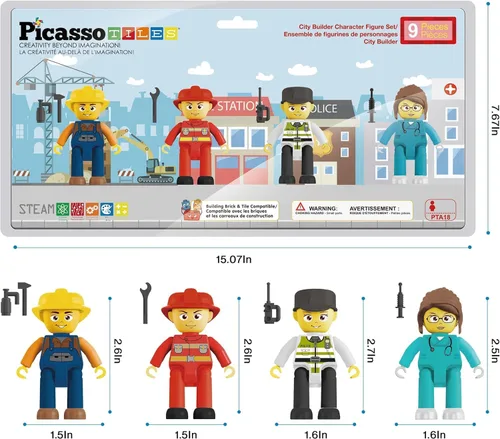 Miniatura 3 de Picasso Toys - Figuras de acción magnéticas de personajes de 4 piezas de astronauta para bloques de construcción, juego de juguetes para niños