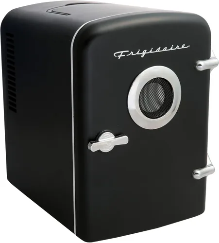 Frigidaire EFMIS151 Mini refrigerador personal portátil compacto para casa y oficina con altavoz incorporado, capacidad de 4L, enfría seis latas de