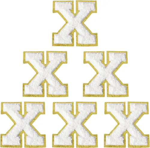 Miniatura 132 de 6 piezas de parches de letras de chenilla autoadhesivas, parches de letras preppy de 2 pulgadas para bolsos, ropa y sombreros, grandes pegatinas