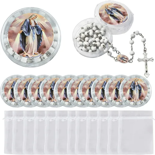 12 piezas de Rosario aromático milagroso Nuestra Señora de Gracia Rosario Religioso Regalos Regalos de Madera Rosario Collar en caja de regalo Bolsa