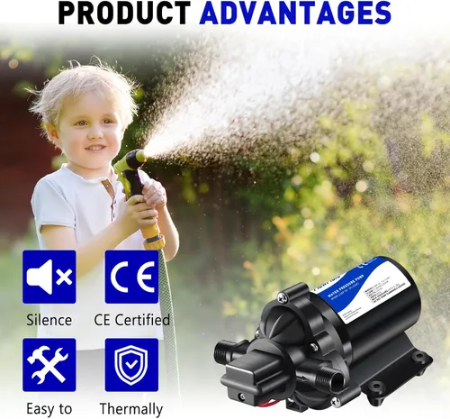Miniatura 4 de Bomba de Aumento de Presión de Agua con Diafragma 110V AC para Casa, Bomba de Transferencia de Agua Dulce de 45PSI 4GPM con Enchufe, Bomba de Agua