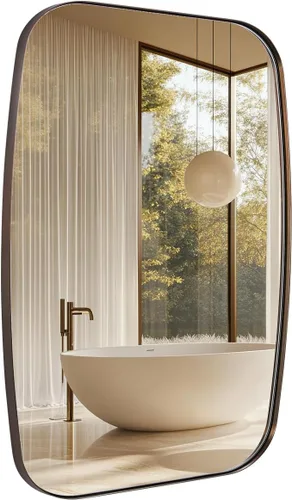 Miniatura 59 de ANDY STAR - Espejos ovalados negros para baño, espejo grande de 24x36 pulgadas con marco de metal negro mate oblongo para pared, espejo moderno