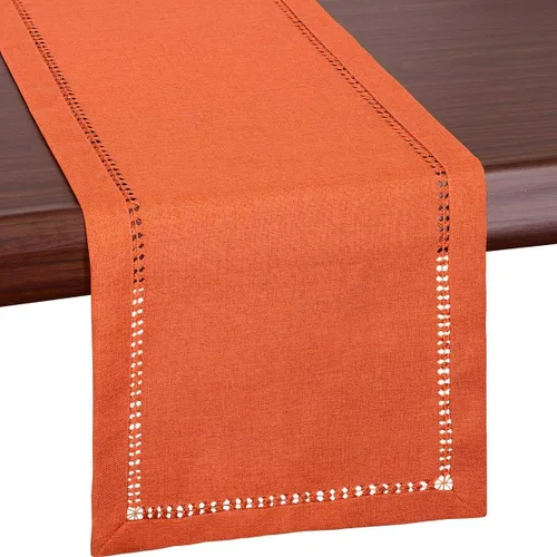 Miniatura 5 de Grelucgo - Camino de mesa o cubierta de tocador rectangular hecha a mano, color naranja