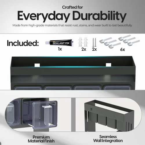 Miniatura 8 de Organizador de especias para gabinete: solución de almacenamiento para ahorrar espacio en la cocina, soporte de pared o organizador de encimera