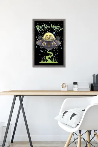 Miniatura 6 de Trends International Rick And Morty - Póster de pared de barco, 14.725 x 22.375 pulgadas, versión enmarcada de madera de granero
