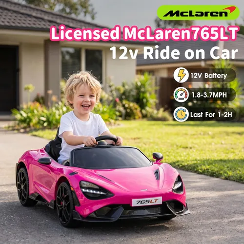Miniatura 3 de Automóvil de paseo para niños con licencia McLaren 765LT para niños de 3 a 6 años, coche eléctrico de 12 V con batería eléctrica, con control remoto