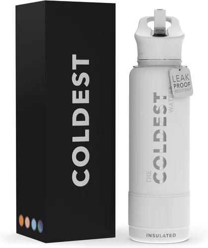 Miniatura 87 de Coldest - Botella para agua con tapa que incluye pajilla, térmica y metálica (acero inoxidable), para hombres y mujeres, color morado