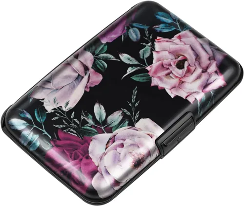 Miniatura 30 de Mini tarjetero para mujeres u hombres, tarjetero delgado con bloqueo RFID, estuche rígido para tarjeta de identificación, tarjetero de viaje, Negro