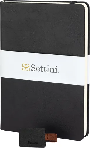 Miniatura 13 de SETTINI Cuaderno de diario para escribir, cuaderno de tapa dura de cuero vegano – Bucle para bolígrafo, bolsillos traseros y diseño plano, 120 GSM