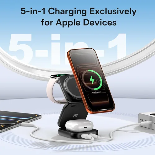 Miniatura 2 de 5-in-1 Wireless Charger for MagSafe, AC ISLAND Portable Travel Charging Station, 35W Max Qi2 Fast Foldable Magnetic Stand, Evolved for iPhone 17-12