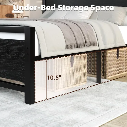 Miniatura 4 de Catrimown - Bases de cama individuales con cabecero, base de cama metálica de tamaño individual con fuerte soporte de listones de acero, cama