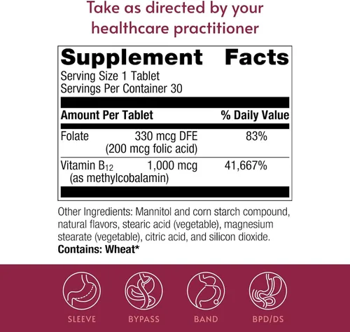 Miniatura 4 de Bariatric Advantage B-12 Speedy Melts, suplemento de vitamina B12 de 1000 mcg, fusión rápida con 200 mcg de ácido fólico para apoyo nutricional