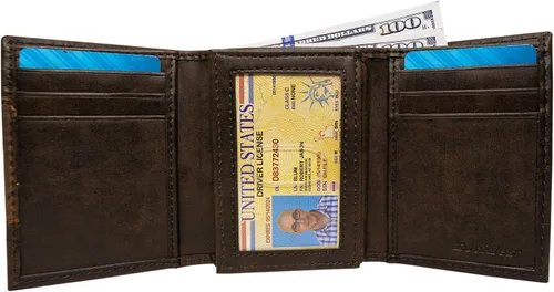 Miniatura 4 de Dickies Cartera triple de cuero para hombre, Negro
