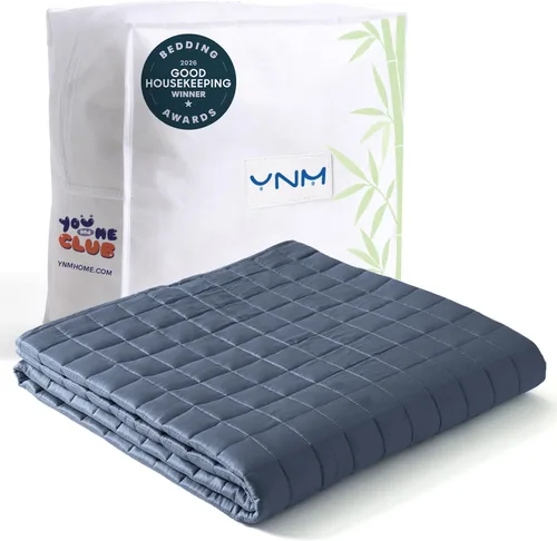 Miniatura 13 de YnM Manta con peso refrescante para adultos, terciopelo refrescante y acogedor de doble cara, manta pesada de 30 libras para parejas, uso en cuatro