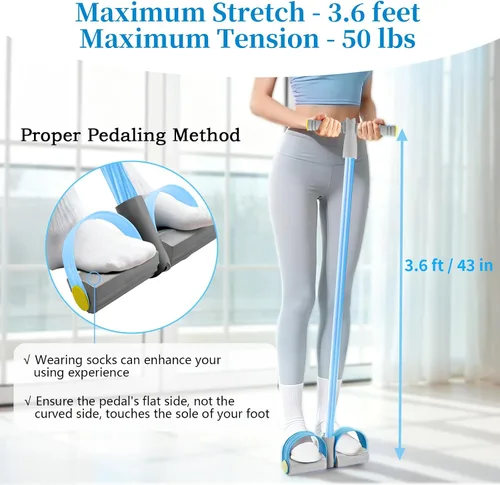 Miniatura 7 de Pedal Resistance Bands with Handles, Durable 6-Tubes Multifunction Pedal Resistance Band, Natural Rubber Foot Pedal Resistance Bands, Fitness