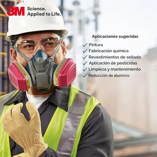 Miniatura 6 de 3M Cartucho/filtro respirador P100 60923, 1 par, aprobado por NIOSH, ayuda a proteger contra vapores orgánicos, gases ácidos y partículas, magenta