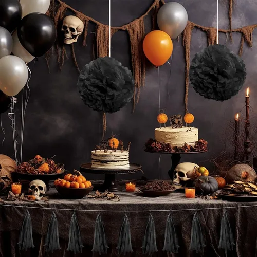 Miniatura 7 de CHRORINE Papel de seda negro - 60 hojas para Halloween, cumpleaños, vacaciones y envoltura de regalos para fiestas (20 x 14.5 pulgadas)