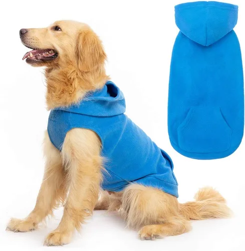 Miniatura 15 de EXPAWLORER - Sudadera de forro polar con capucha para perros, chaleco de suéter a cuadros para mascotas, ropa de otoño e invierno con anillo