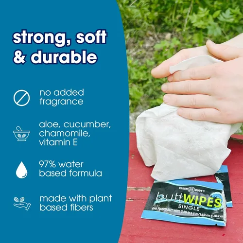 Miniatura 4 de ButtWIPES On-The-Go Toallitas desechables para adultos, 15 unidades, toallitas extra grandes para adultos envueltas individualmente con aloe
