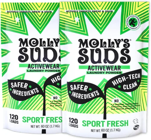 Miniatura 7 de Molly's Suds Detergente para Ropa Deportiva Polvo de Lavandería Deportivo Extra Fuerte, Combate Manchas para Telas de Alto Rendimiento y Piel