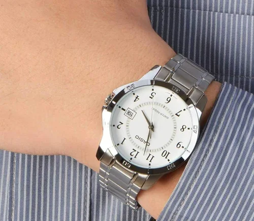 Miniatura 5 de Casio MTP-V004D-7B Reloj de acero inoxidable con esfera blanca, plateado, Casual